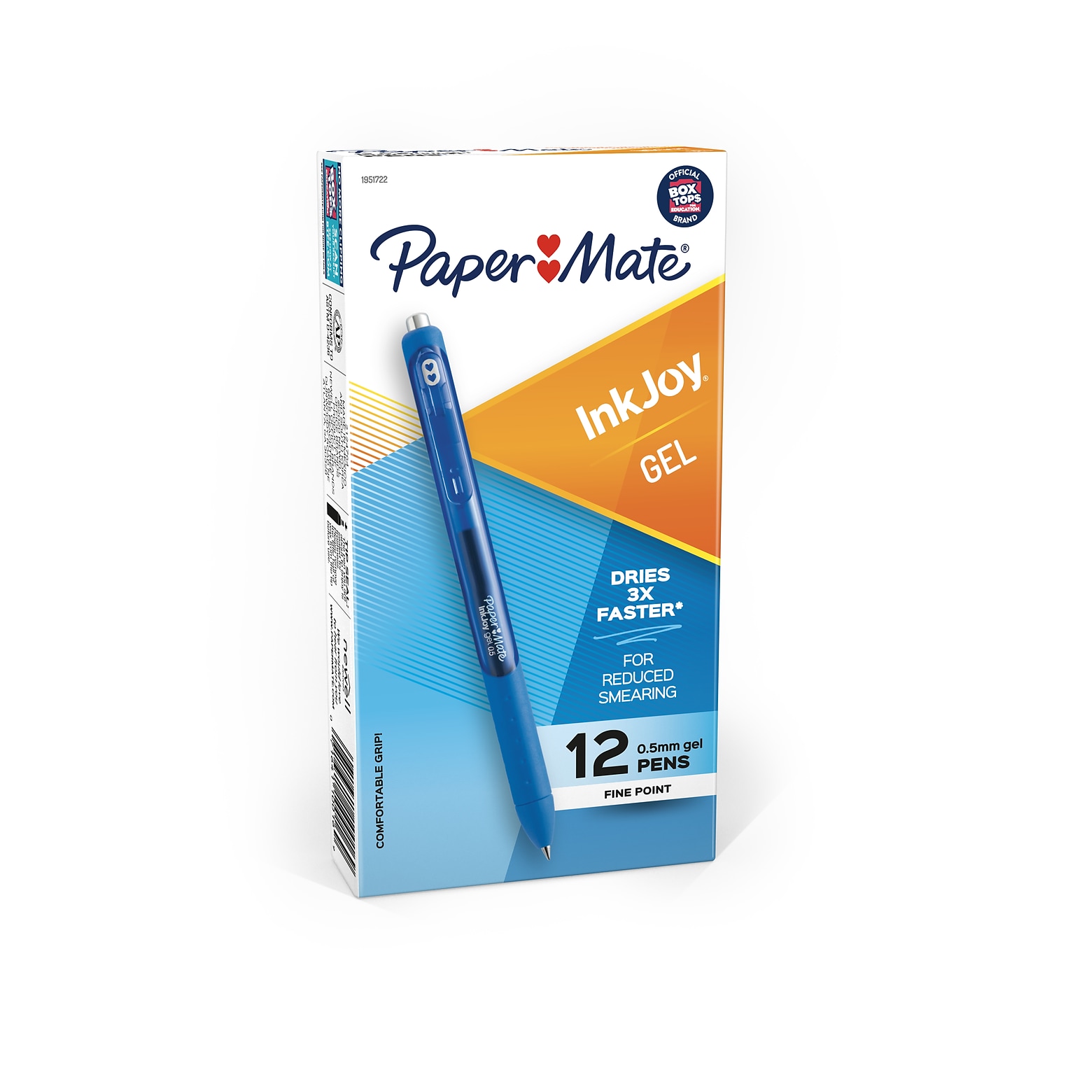 Paper Mate InkJoy Retractable Gel Pen, Fine Point, Blue Ink, Dozen (1951722)