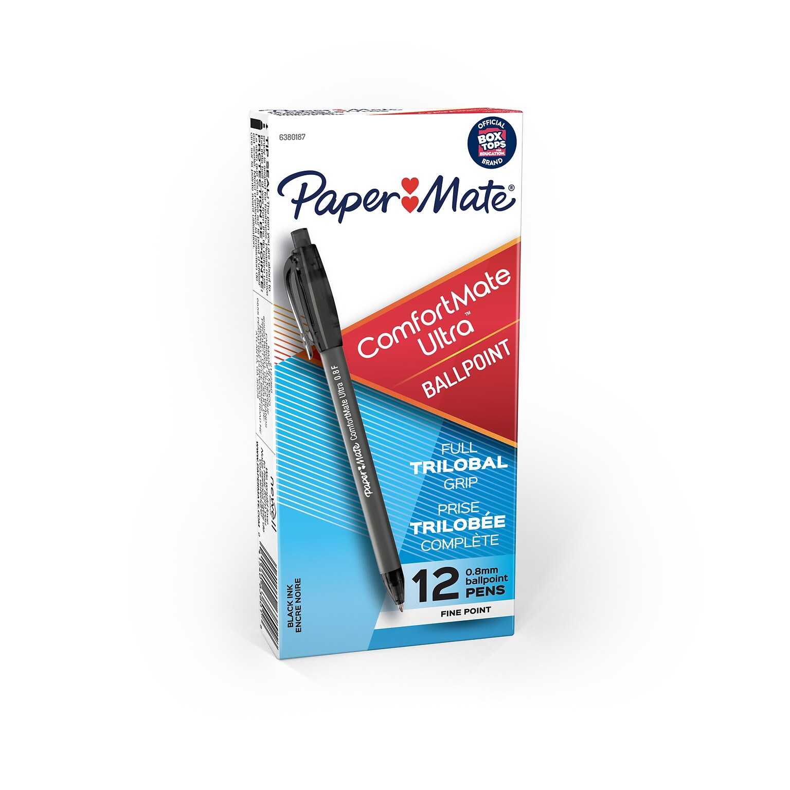 Paper Mate ComfortMate Ultra Retractable Ballpoint Pen, Fine Point, Black Ink, Dozen (6380187)