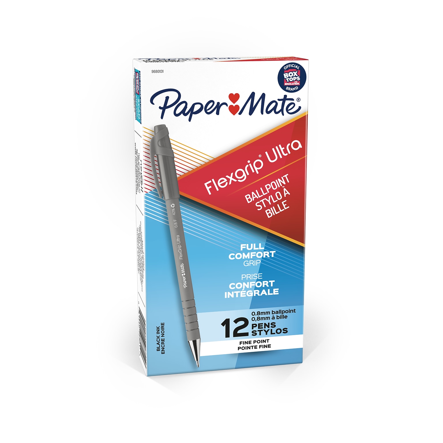 Paper Mate FlexGrip Ultra Ballpoint Pen, Fine Point, Black Ink, 12/Pack (9680131)