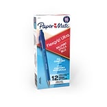 Paper Mate FlexGrip Ultra Recycled Retractable Ballpoint Pen, Fine Point, Blue Ink, Dozen (9560131)