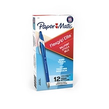 Paper Mate FlexGrip Elite Retractable Ballpoint Pen, Medium Point, Blue Ink, Dozen (85581)