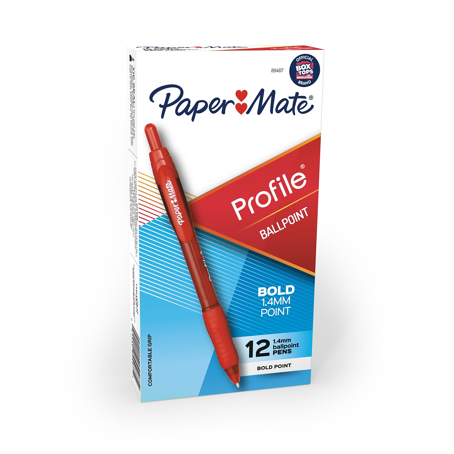 Paper Mate Profile Retractable Ballpoint Pen, Bold Point, Red Ink, Dozen (89467)