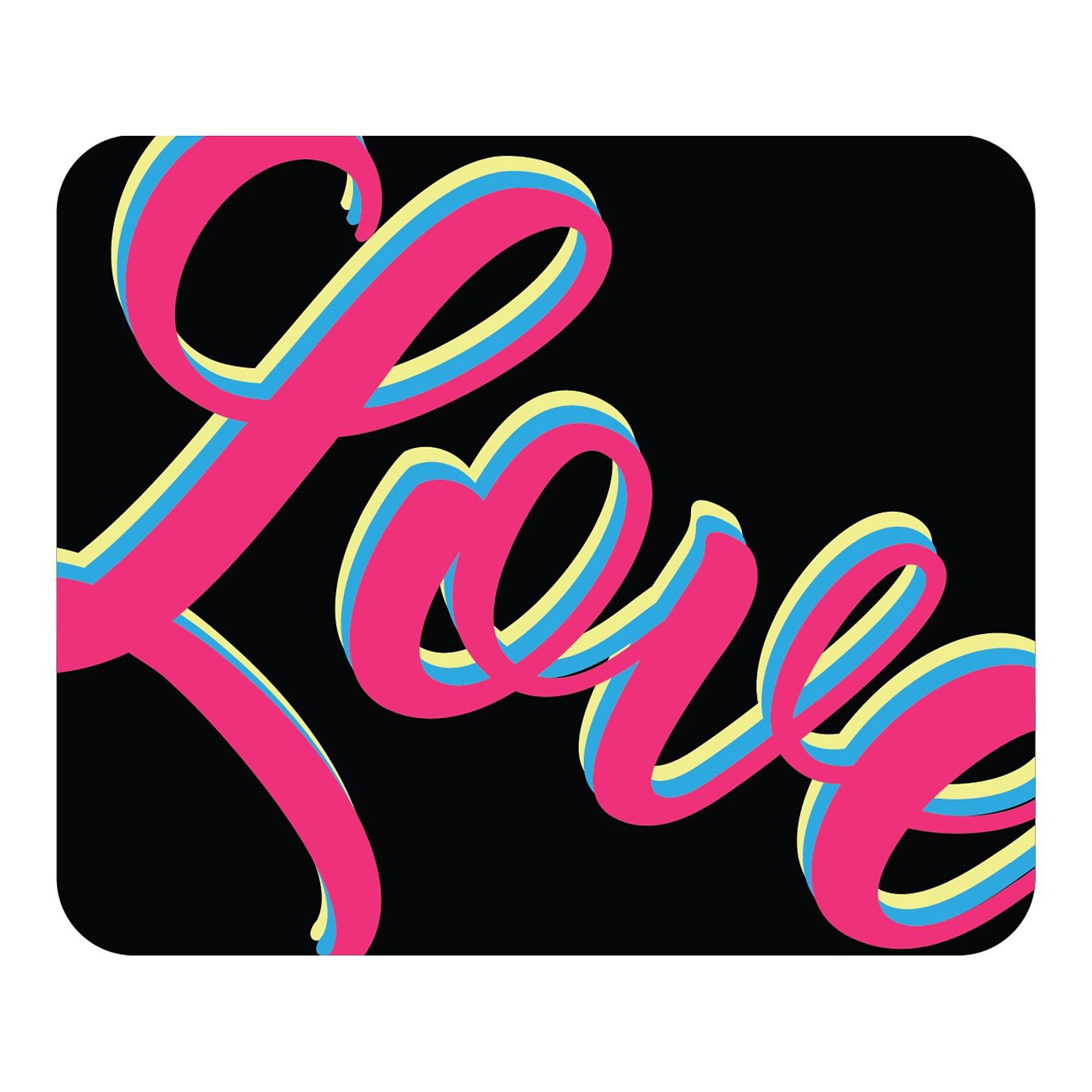 OTM Essentials Prints Neon Love Mouse Pad, Black/Pink/Blue/Yellow (OP-MH-Z127A)