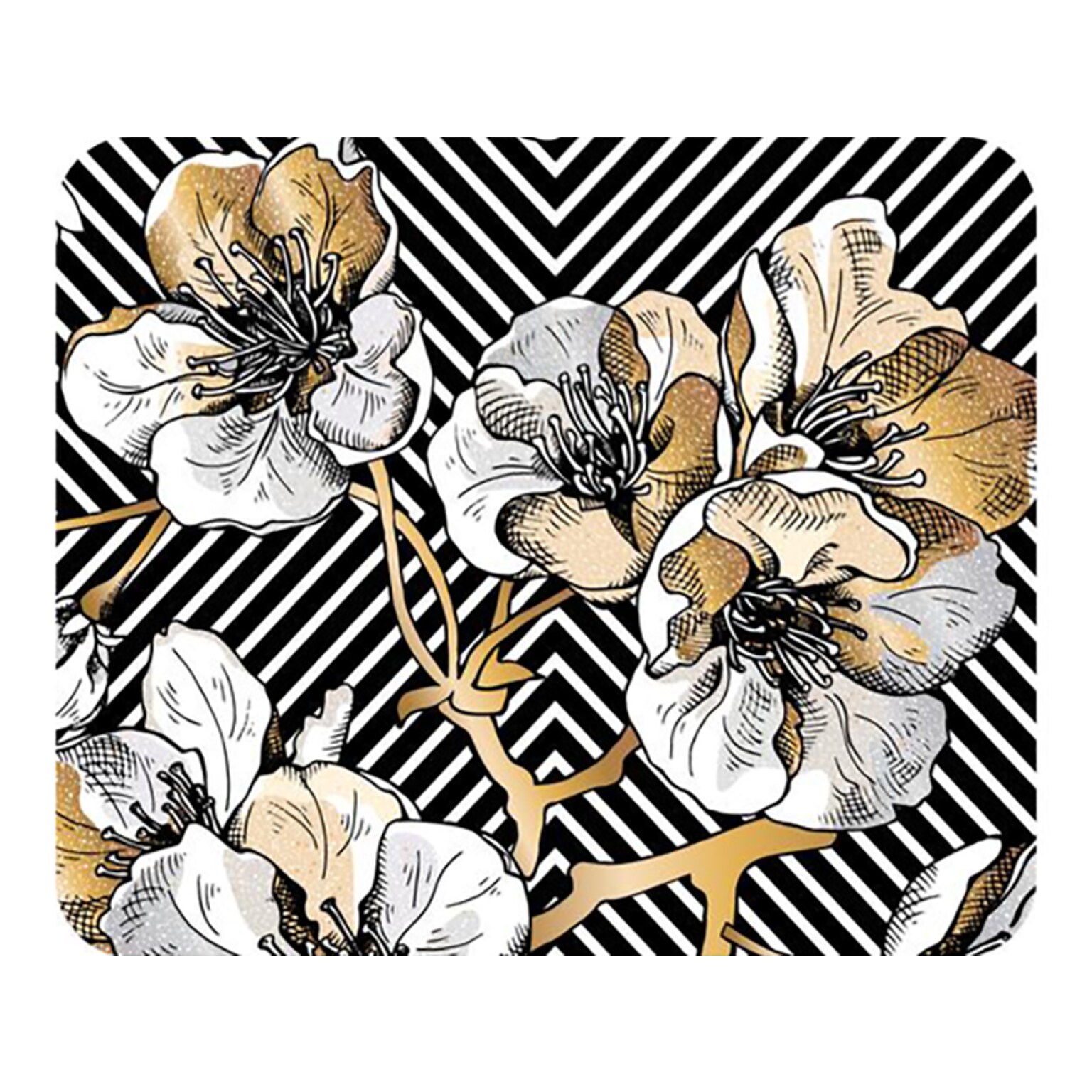 OTM Essentials Prints Cherry Blossoms Mouse Pad, Gold/Black/White (OP-MH-Z122A)