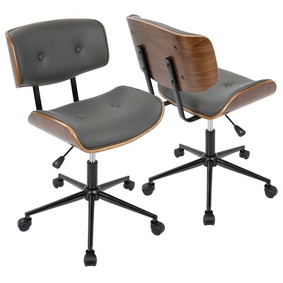 Lumisource Lombardi Height Adjustable Office Mid-Century Modern Chair in Walnut & Grey (OC-JY-LMB WL+GY)