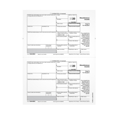 TOPS 2020 1099-MISC Laser Tax Forms, 25 Forms/Pack (LMISCREC25-S)