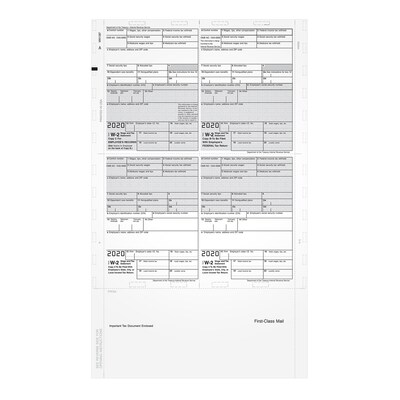 TOPS 2020 W-2 Pressure Seal Forms, 500 Forms/Pack (MW1287-S)