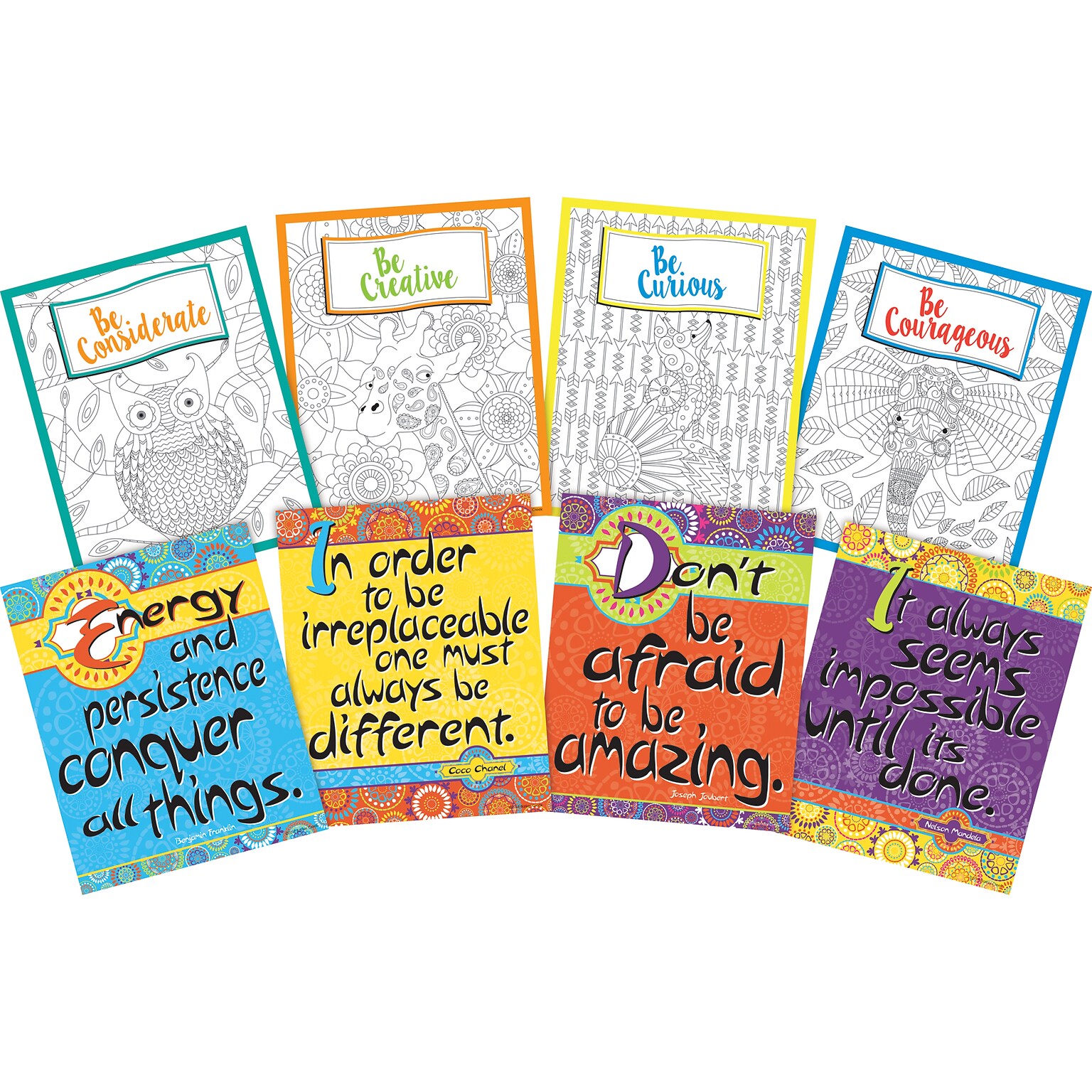 Barker Creek Be Courageous Motivational Art Prints, 8/Set (4190)