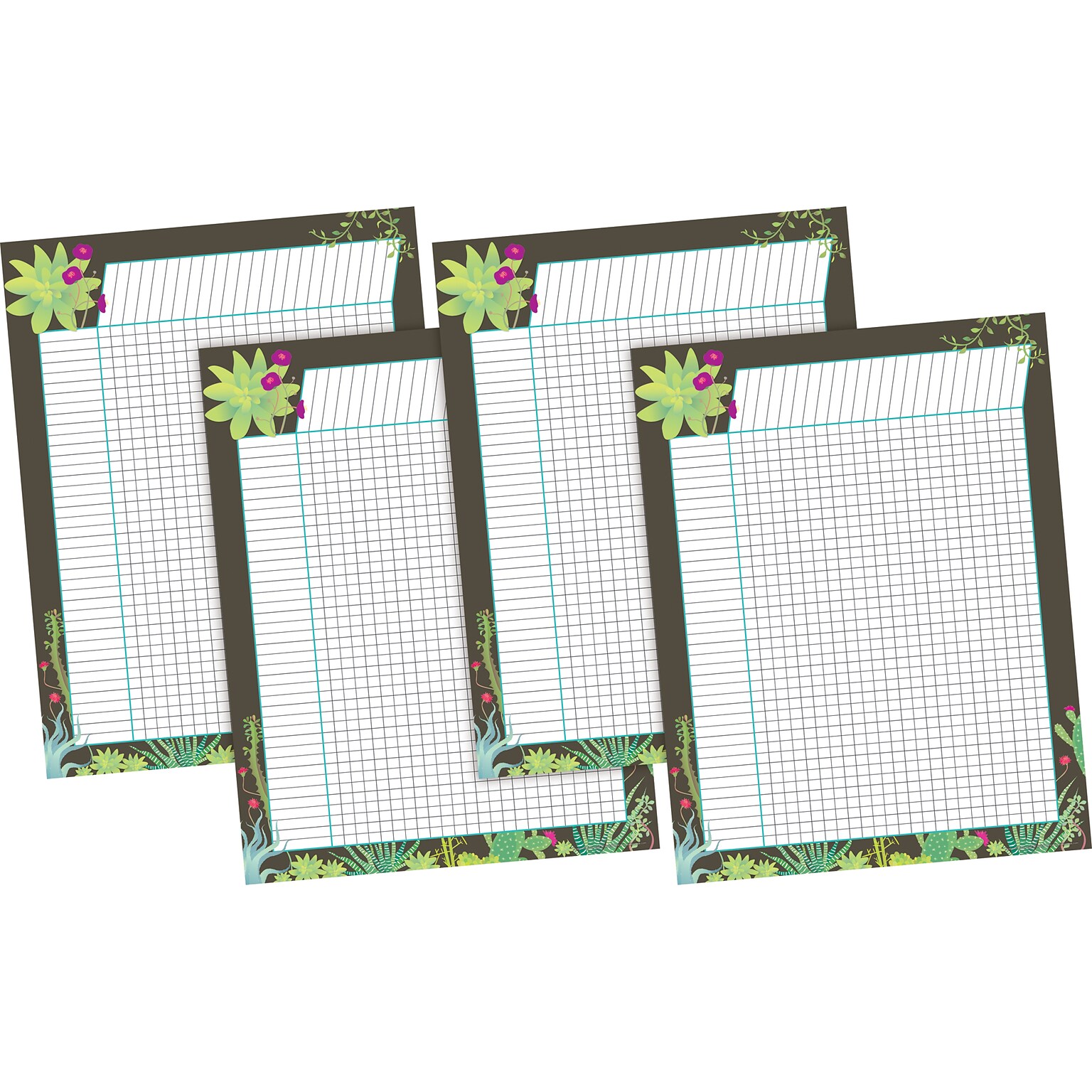 Barker Creek Chocolate Prickles Incentive Chart Set, 17 x 22, Multicolored, 4/Pack (4054)