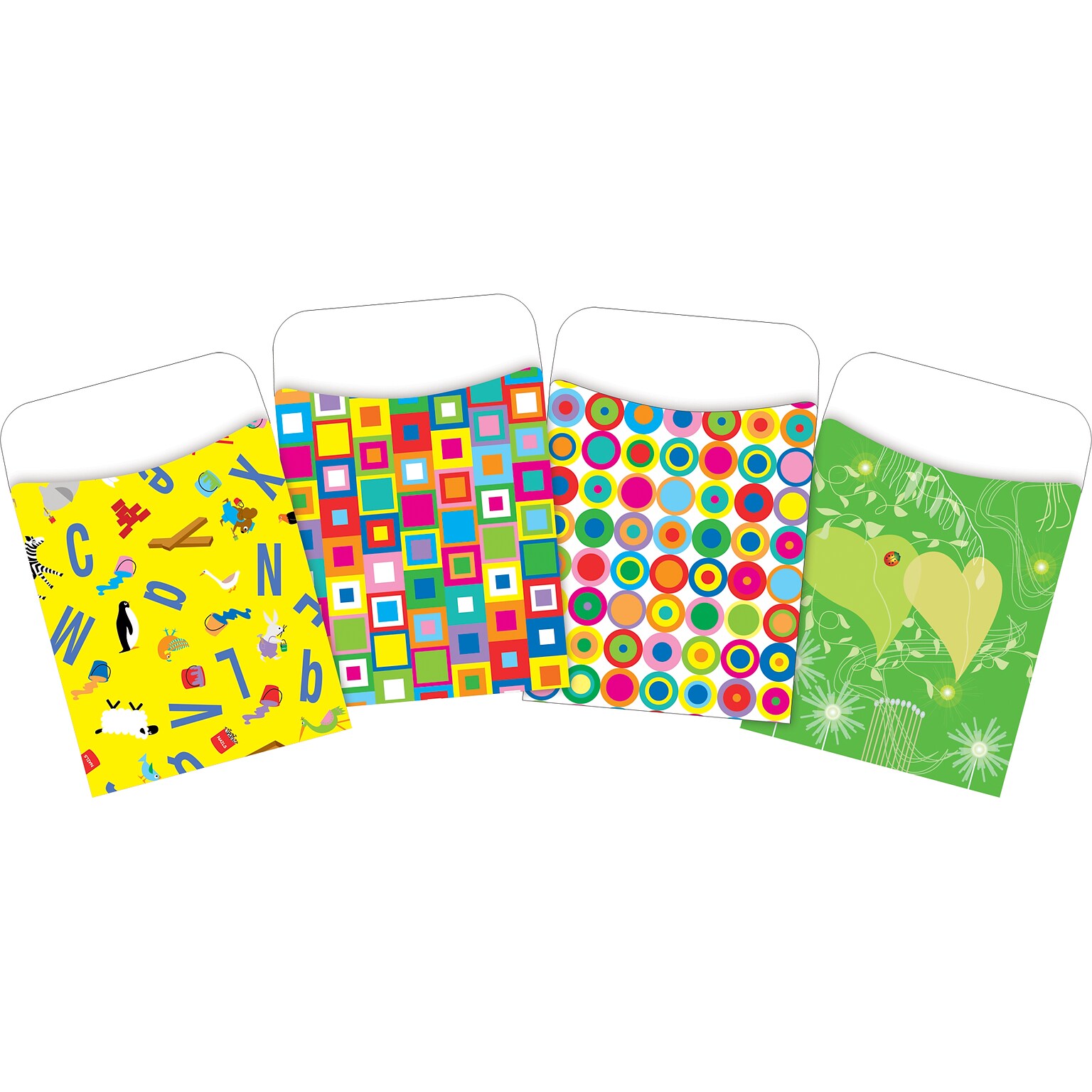 Barker Creek Bright Colors Library Pockets, Assorted Designs, 120/Set (4062)