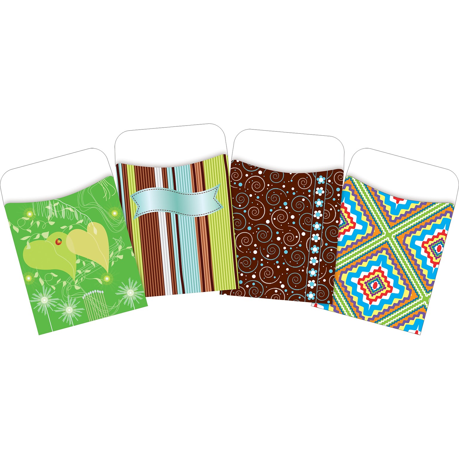 Barker Creek Natures Colors Library Pockets, Assorted Designs, 120/Set (4063)