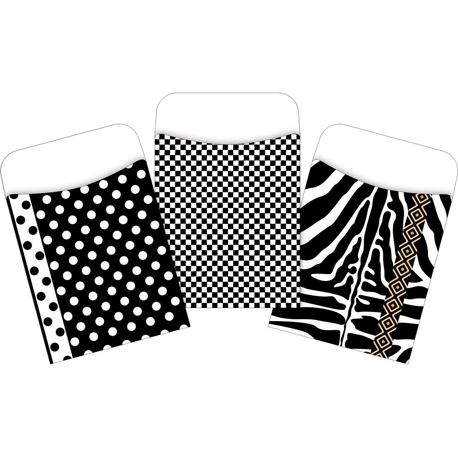 Barker Creek Black & White Library Pockets, 5.125 x 3.5, 90/Set (4067)