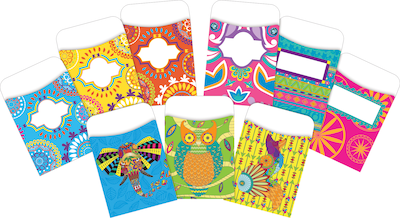 Barker Creek Colorful Library Pockets, Assorted Designs, 90/Set (4068)