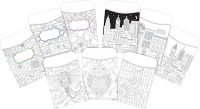 Barker Creek Color Me! Library Pockets, Assorted Designs, 90/Set (4069)