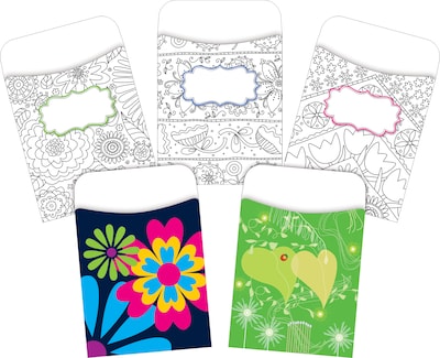 Barker Creek Garden Library Pockets, Assorted Designs, 90/Set (4074)