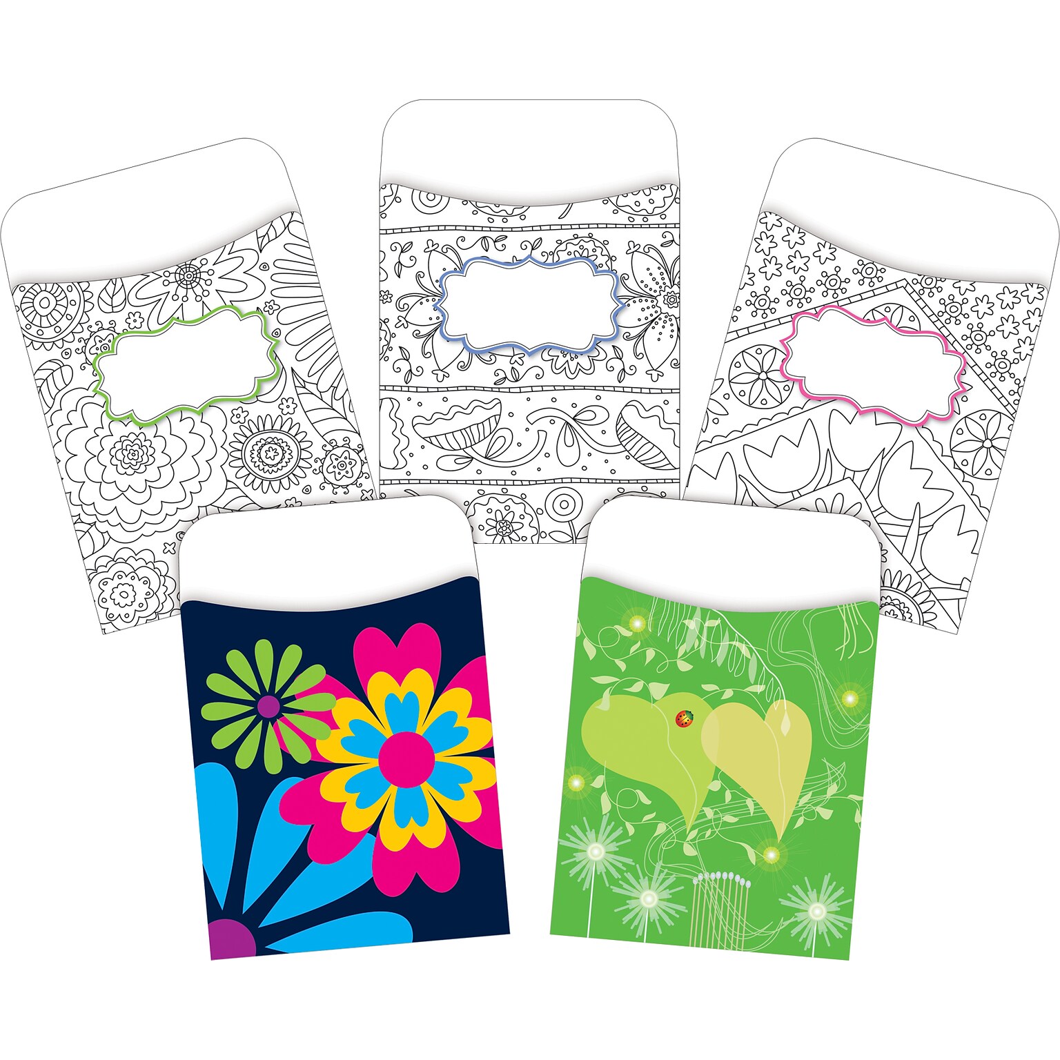 Barker Creek Garden Library Pockets, 5.125 x 3.5, 90/Set (4074)