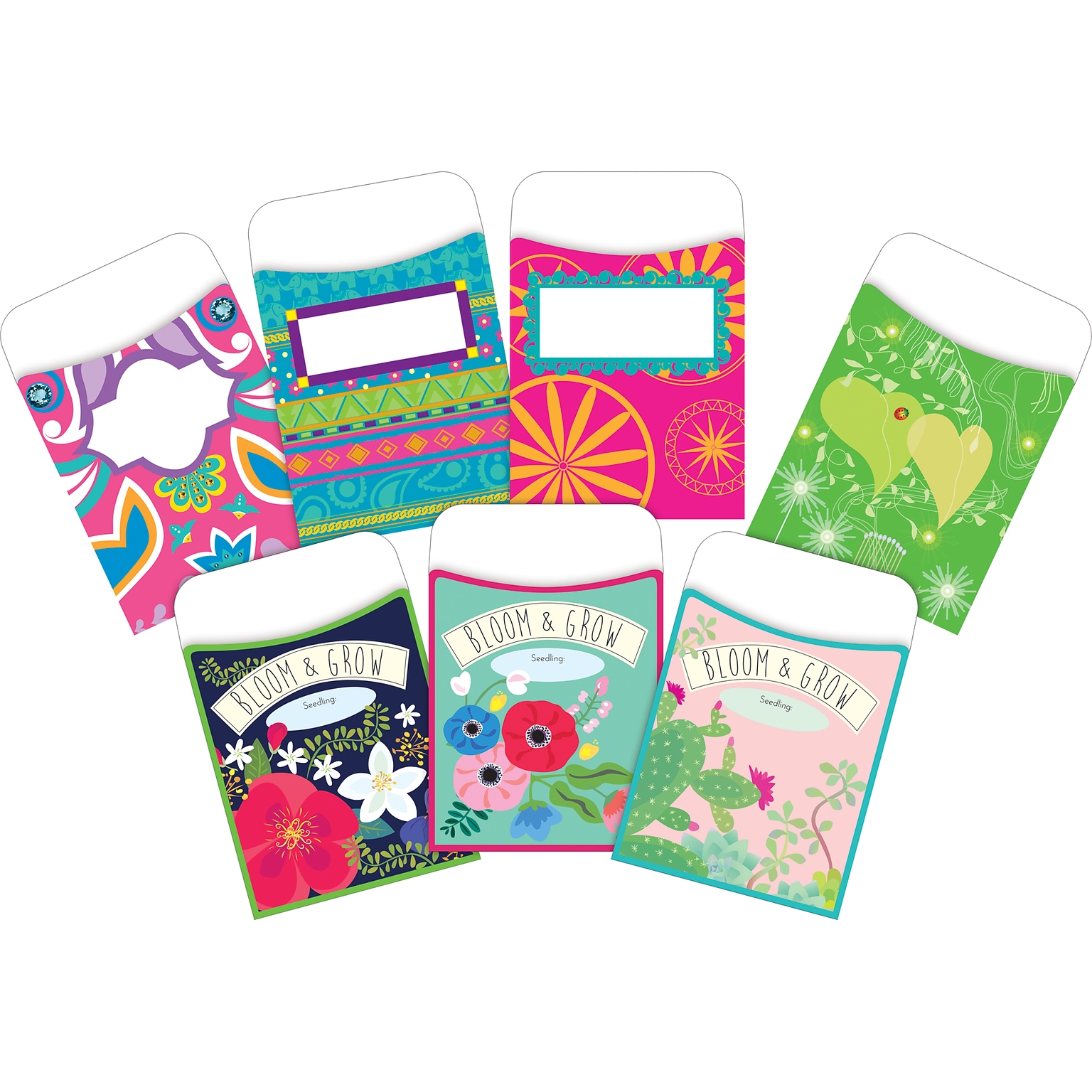 Barker Creek Bohemian Garden Library Pockets, 5.125 x 3.5, 90/Set (4076)