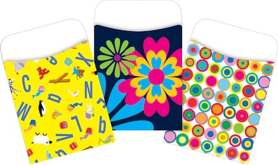 Barker Creek Happy & Bright Library Pockets, Assorted Designs, 90/Set (4079)