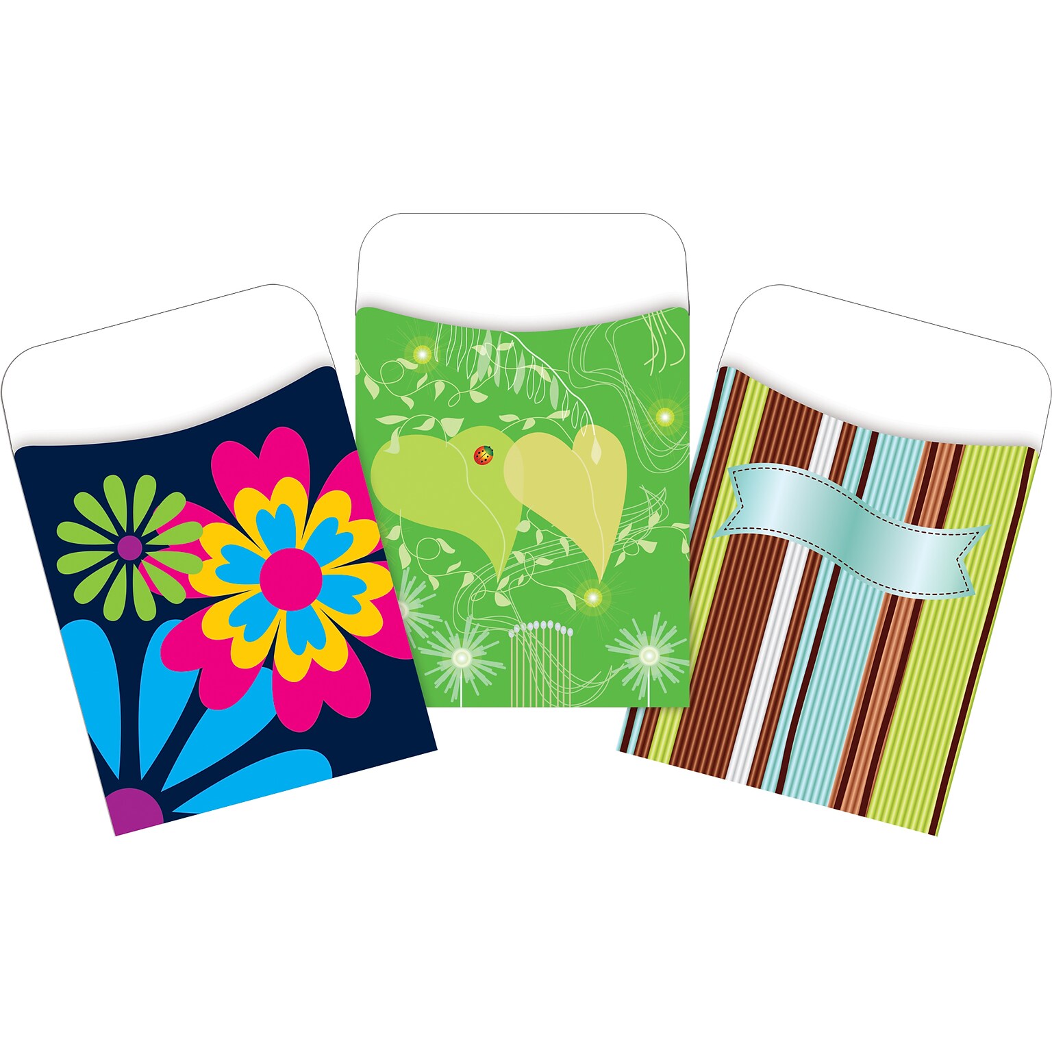 Barker Creek Peaceful Garden Library Pockets, Assorted Designs, 90/Set (4080)