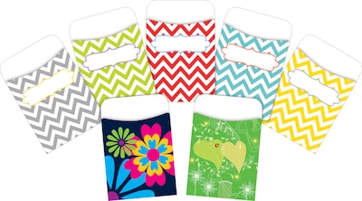 Barker Creek Chevron & Flora Library Pockets, Assorted Designs, 90/Set (4084)