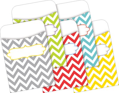 Barker Creek Chevron & Flora Library Pockets, Assorted Designs, 90/Set (4084)