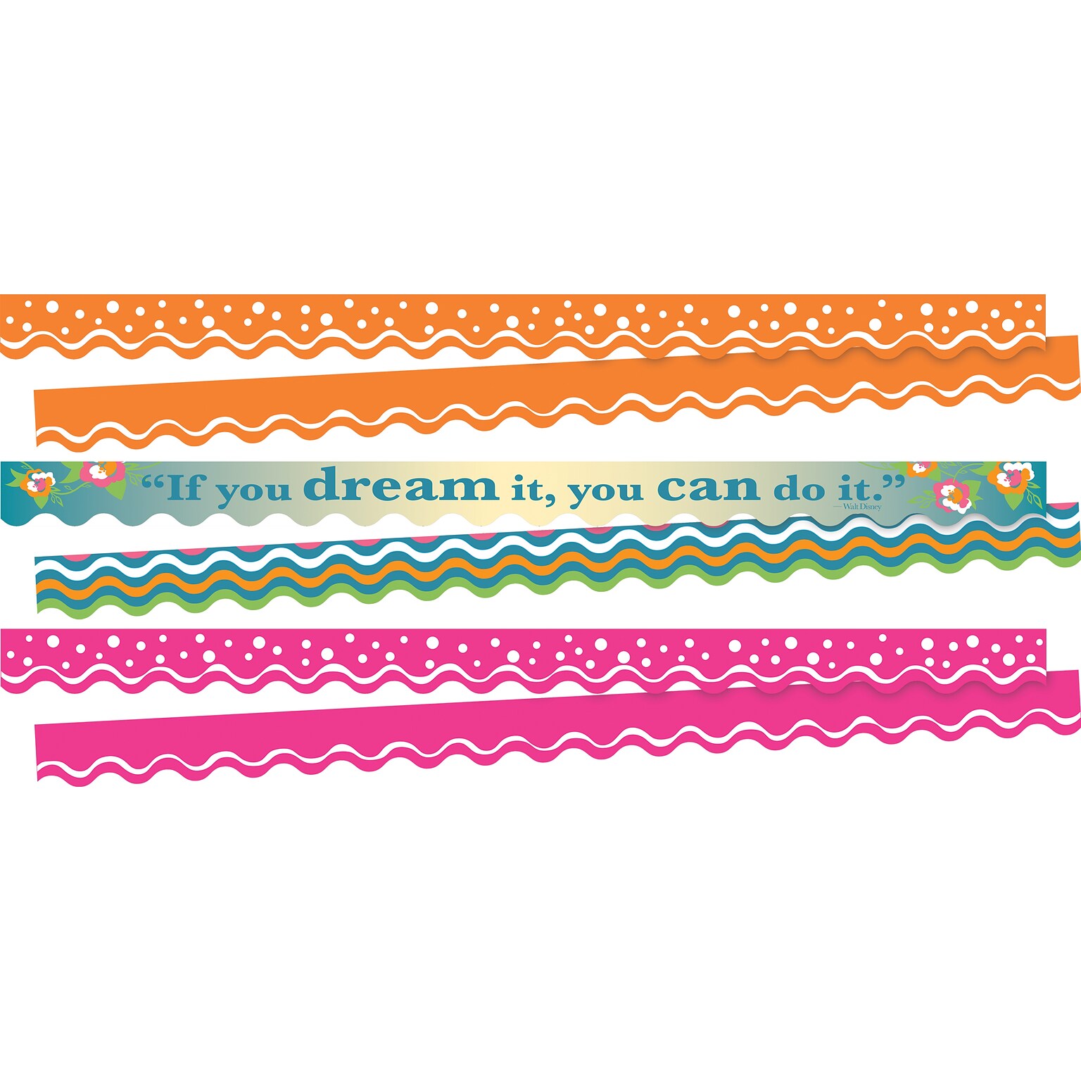 Barker Creek Double-Sided Scalloped Border Set, 36 x 2.25, Motivational Dream, 3 designs, 39/Set (4032)