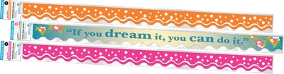 Barker Creek Double-Sided Scalloped Border Set, 36" x 2.25", Motivational Dream, 3 designs, 39/Set (4032)