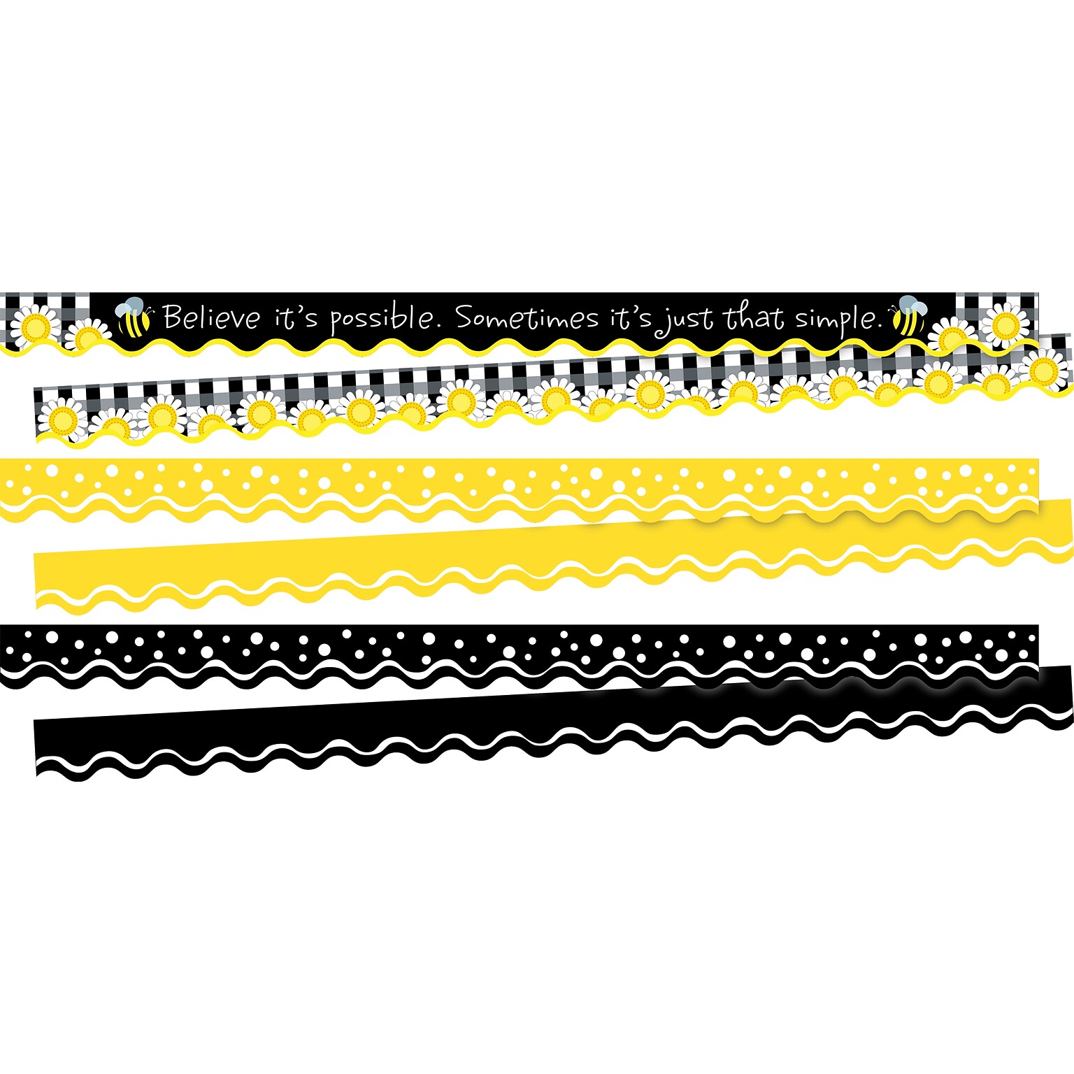 Barker Creek Double-Sided Scalloped Border Set, 36 x 2.25, Believe its Possible, 3 designs, 39/Set (4034)