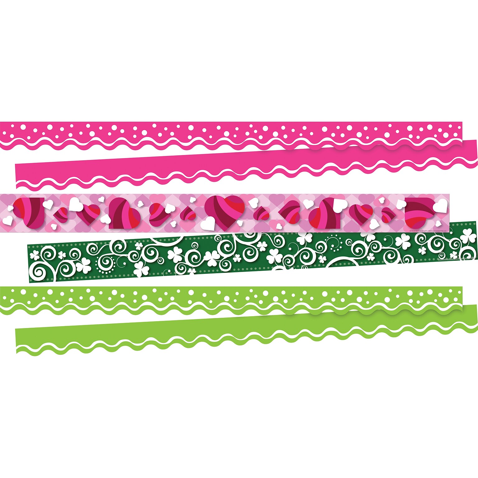 Barker Creek Double-Sided Border Set, Clover & Hearts, 3 designs, 38/Set (4038)