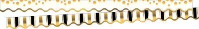 Barker Creek Double-Sided Scalloped Border Set, 36 x 2.25, Black & Gold, 3 designs, 39/Set (4047)