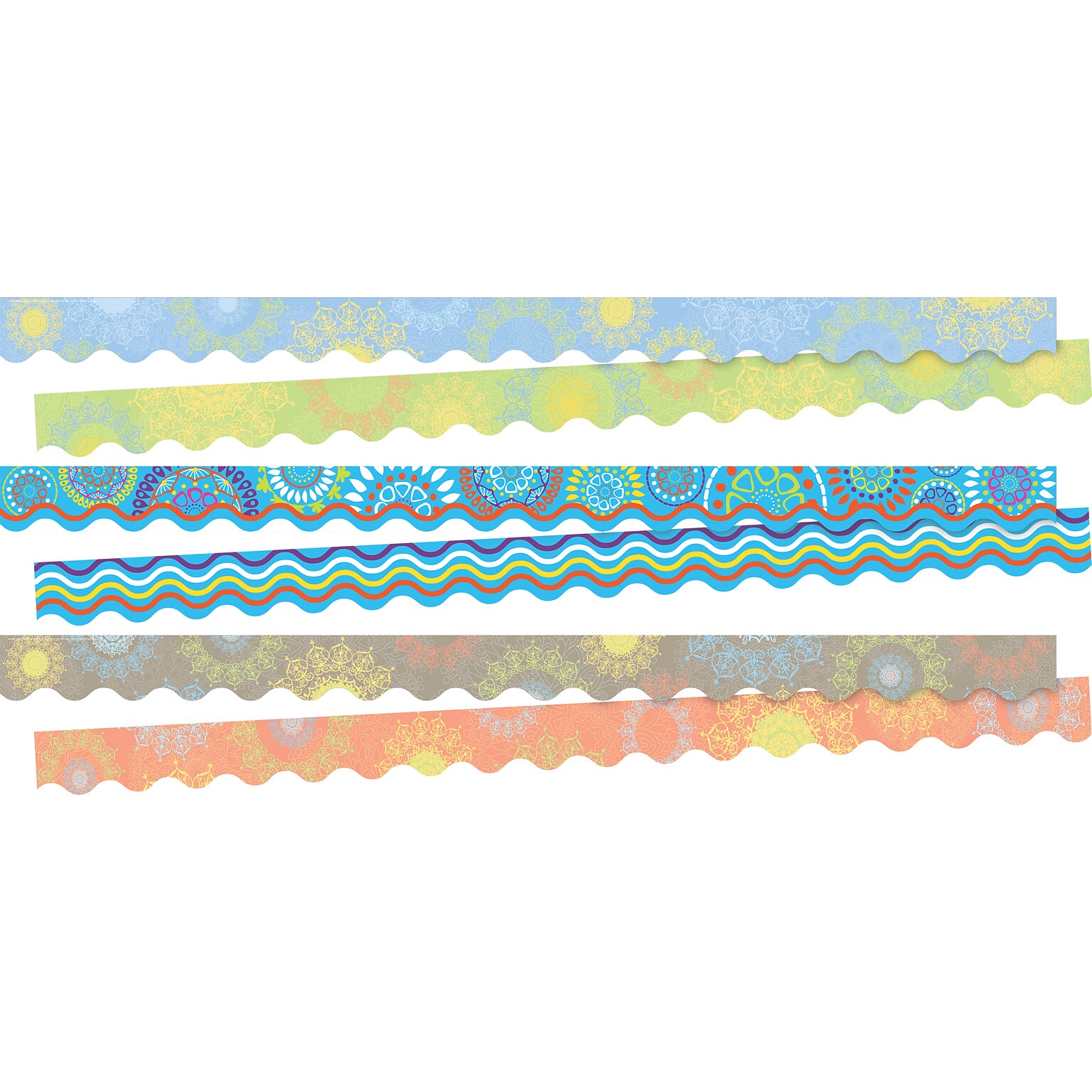 Barker Creek Double-Sided Scalloped Border Set, 36 x 2.25, Mandala, 3 designs, 39/Set (4048)