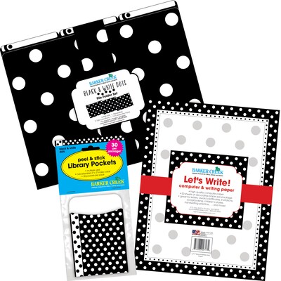 Barker Creek Dots File Folders, Computer Paper and Library Pockets, 1/3-Cut Tab, Letter Size, Multicolor, 92/Set (4085)