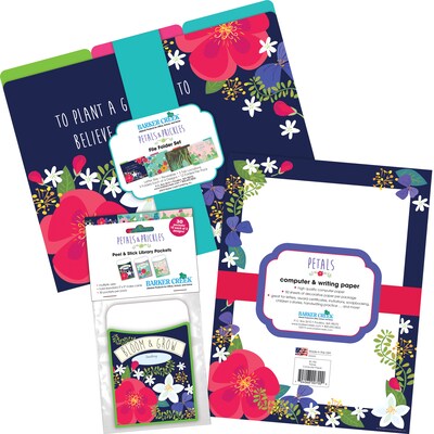 Barker Creek Petals & Prickles File Folders, Paper and Library Pockets, 1/3-Cut Tab, Letter Size, Multicolor, 92/Set (4090)