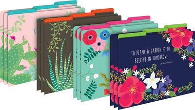 Barker Creek Petals & Prickles File Folders, Paper and Library Pockets, 1/3-Cut Tab, Letter Size, Mu