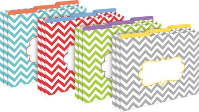 Barker Creek Chevron File Folders, Computer Paper and Library Pockets, 1/3-Cut Tab, Letter Size, Mul