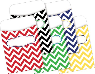 Barker Creek Chevron File Folders, Computer Paper and Library Pockets, 1/3-Cut Tab, Letter Size, Multicolor, 92/Set (4093)