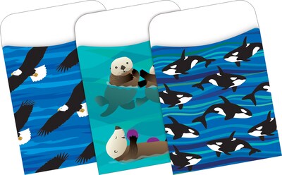 Barker Creek Sea & Sky File Folders, Computer Paper and Library Pockets, 1/3-Cut Tab, Letter Size, Multicolor, 92/Set (4101)