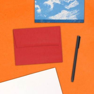 JAM Paper® A2 Colored Invitation Envelopes, 4.375 x 5.75, Red Recycled, Bulk 1000/Carton (15845B)