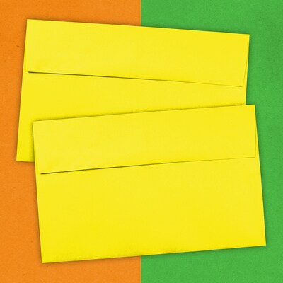 JAM Paper A10 Colored Invitation Envelopes, 6 x 9.5, Yellow Recycled, 50/Pack (28038I)