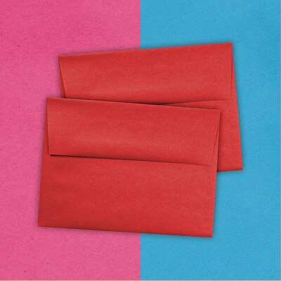 JAM Paper A6 Colored Invitation Envelopes, 4.75 x 6.5, Red Recycled, 25/Pack (67503)