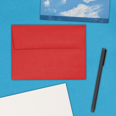 JAM Paper A6 Colored Invitation Envelopes, 4.75 x 6.5, Red Recycled, 50/Pack (67503I)
