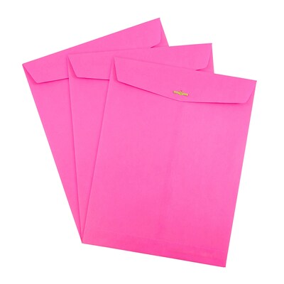 JAM Paper 10 x 13 Open End Catalog Colored Envelopes with Clasp Closure, Ultra Fuchsia Pink, 25/Pack (900909026a)