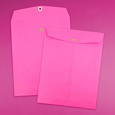 JAM Paper 10 x 13 Open End Catalog Colored Envelopes with Clasp Closure, Ultra Fuchsia Pink, 25/Pack (900909026a)