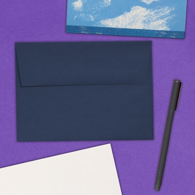 JAM Paper A7 Invitation Envelopes, 5.25 x 7.25, Navy Blue, 50/Pack (LEBA717I)