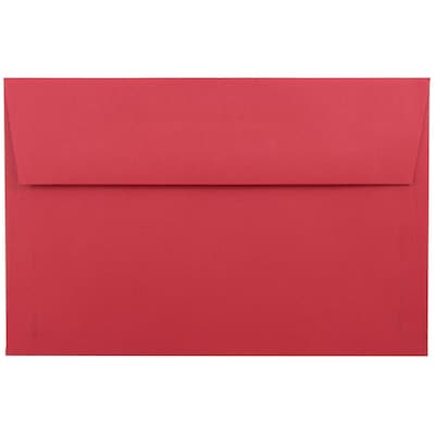 JAM Paper A9 Colored Invitation Envelopes, 5.75 x 8.75, Red Recycled, 50/Pack (14257I)