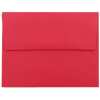 JAM Paper® A2 Colored Invitation Envelopes, 4.375 x 5.75, Red Recycled, Bulk 1000/Carton (15845B)