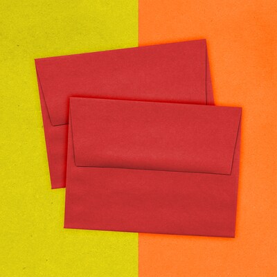 JAM Paper® A2 Colored Invitation Envelopes, 4.375 x 5.75, Red Recycled, Bulk 1000/Carton (15845B)