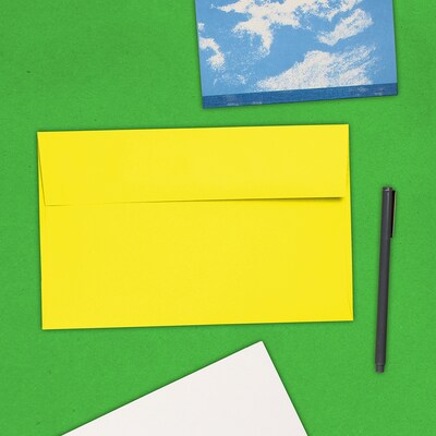JAM Paper A10 Colored Invitation Envelopes, 6 x 9.5, Yellow Recycled, 50/Pack (28038I)