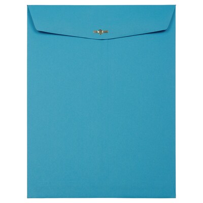 JAM Paper® 10 x 13 Open End Catalog Colored Envelopes with Clasp Closure, Blue Recycled, 100/Pack (87493)