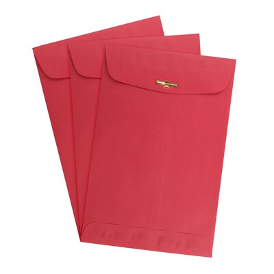 JAM Paper 6" x 9" Open End Catalog Colored Envelopes with Clasp Closure, Red Recycled, 10/Pack (87881B)